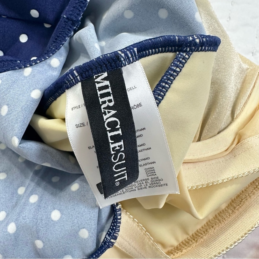 NWT Miraclesuit & Talbots Navy and White Polka Dot One Piece Swimsuit With Wire - Picture 7 of 13